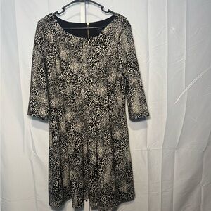 Just…Taylor Black and White Print 3/4 Length Sleeve Dress Size 14